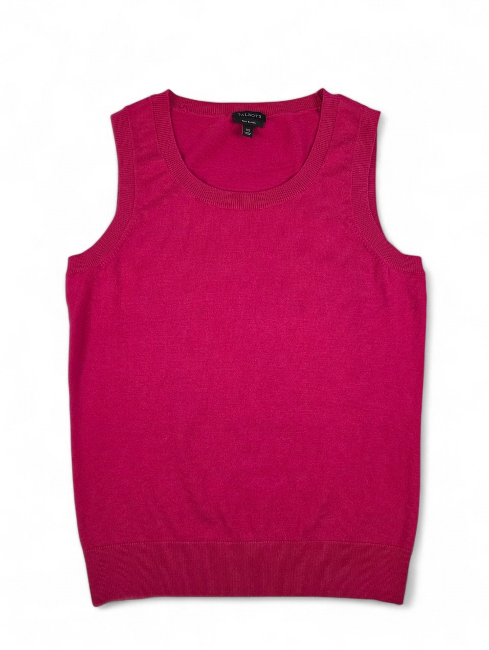 Talbots Pima Cotton Sweater Knit Tank XS Hot Pink Sleeveless Office Preppy - Picture 1 of 6
